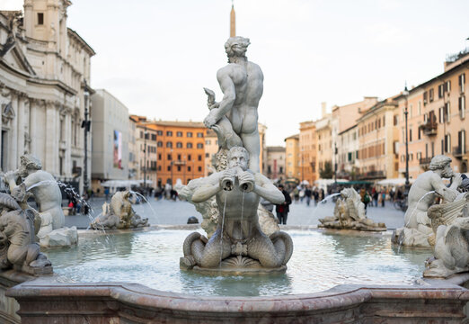 Fontana del Moro in Piazza Navona of Rome