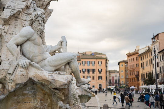 Naklejki Four rivers fountain in Piazza Navona of Rome
