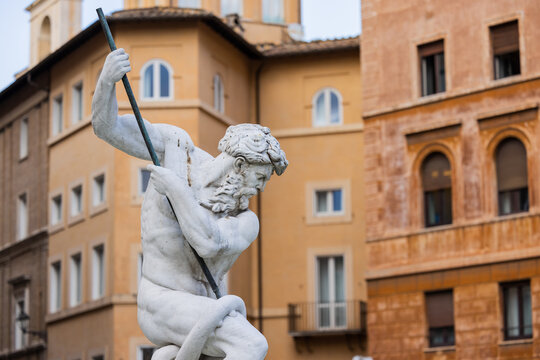 Neptune fountain in Piazza Navona of Rome