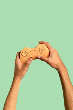 Hands holding gaming gamepad controller 