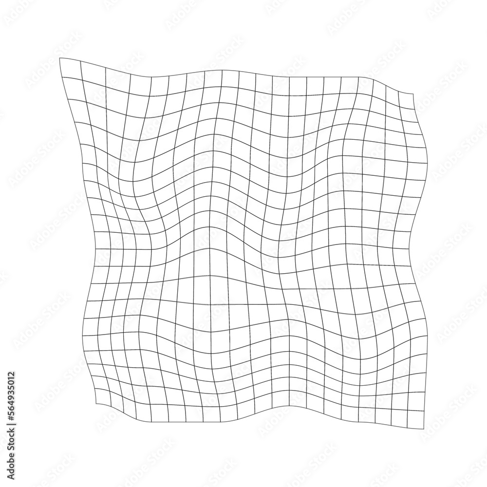 Wall mural distorted grid texture. warped retrofuturistic mesh. net with curvatured effect. chequered pattern d