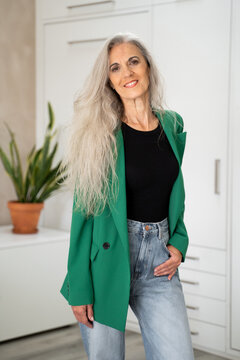 Stylish Mature woman at home portrait