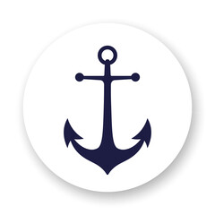 Anchor flat icon. Stylized blue glyph on white background.  Best for web, print, logo creating and branding design.