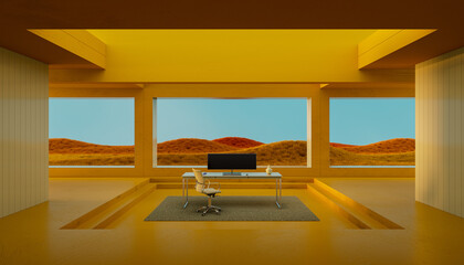 home interior with workplace