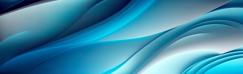 Fototapeta premium blue pastel abstract wave panoramic wallpaper. Generative AI