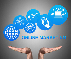 Fototapeta premium Online marketing concept sustained by open hands