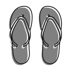 Beach Rubber Slippers filled with gray color icon. Beach Shoes. Simple black and white vector