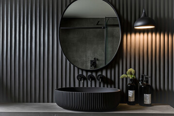 Interior design of the dressing room Dark style Low color design