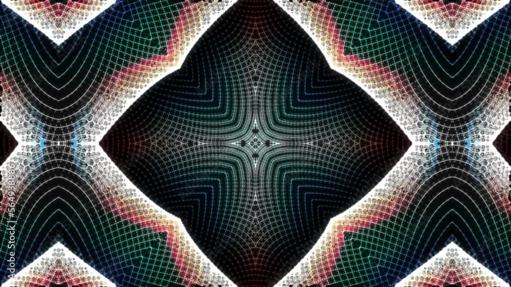 Poster seamless loop abstract with multicolored fragments, kaleidoscope ornament