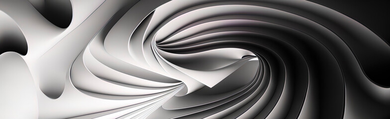 Elegant white abstract wave panoramic wallpaper. Generative AI