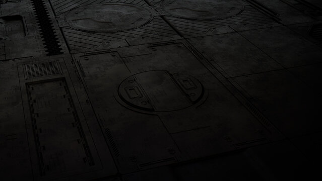 Black, Tech Background with Futuristic 3D Panels. Dark, Sci-Fi style. 3D Render.