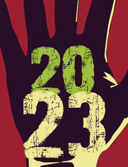 An image indicating the year 2023, vintage style.