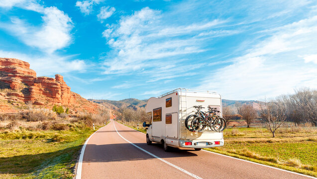 Holiday road trip in motor home,  Spain, Teruel