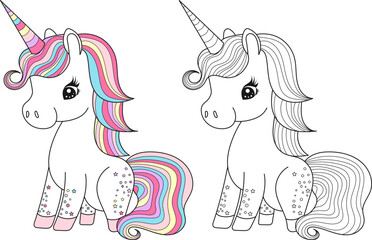 cute unicorn childrens coloring book © zolotons