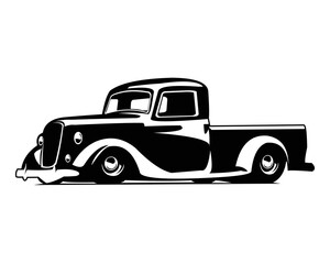 1935 truck silhouette logo. isolated white background view from side. Best for badges, emblems, icons, design stickers, industrial trucks. available eps 10.