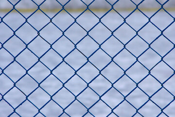 mesh fencing of the hockey field