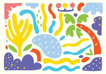 Colorful doodle organic shapeillustration