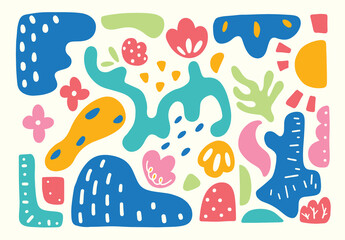 Colorful abstract doodle organic shape illustration.