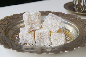 Turkish delight or lokum is a traditional gelatinous sweet, of the soft candy or jelly bean type.