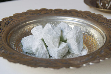 Turkish delight or lokum is a traditional gelatinous sweet, of the soft candy or jelly bean type.