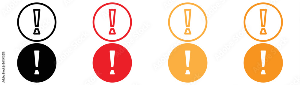 Poster exclamation mark icon set. caution danger mark icon. warning icon collections symbol sign with trans