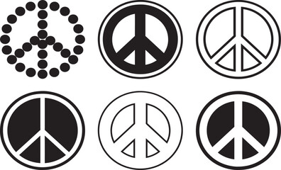 Collection of different peace signs isolated on white