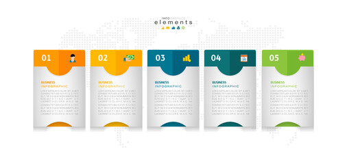 Infographic design template. timeline with icons and 5 options or steps. Can be used for process, presentations, layout, banner, web design vector illustration.