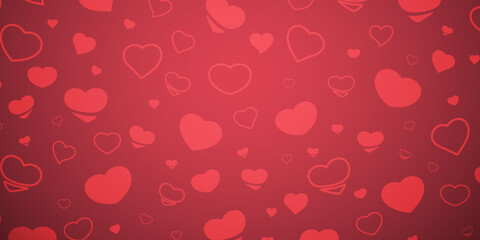 Naklejka na ściany i meble Hearts dark red background, valentines card design illustration