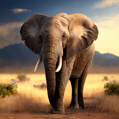 Fototapeta na wymiar African Elephant Walking the Savannah