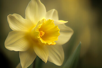 Nahaufnahme Narcissus pseudonarcissus Osterblume gelbe Narzisse.. Generative Ai.