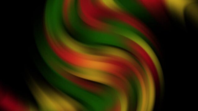 Black History Month loop animation video with incredible black, red, yellow, and green mesh, swirl, and blur gradient effects.