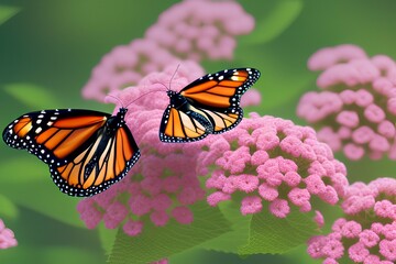 Beautiful image in nature of monarch butterfly on lantana flower. - generative ai
