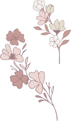 hand-drawn light purple isolated flowers for your design