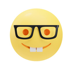Nerd face emoji 3d illustration