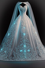 Glowing white wedding dress, wedding dress design