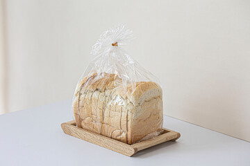 sliced bread Put a plastic bag isolated