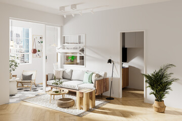 Interior Living Room Wall Mockup