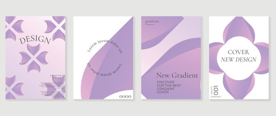 Obraz na płótnie Canvas Abstract gradient Y2K style template cover vector set. Trendy gradient vibrant y2k purple color abstract geometric shape background. Design for business card, fashion, commercial, banner, poster.