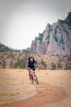 A man enjoys a mountain bike ride on the Springbook trail, which is part of the Boulder Mountain Parks and Open Space.