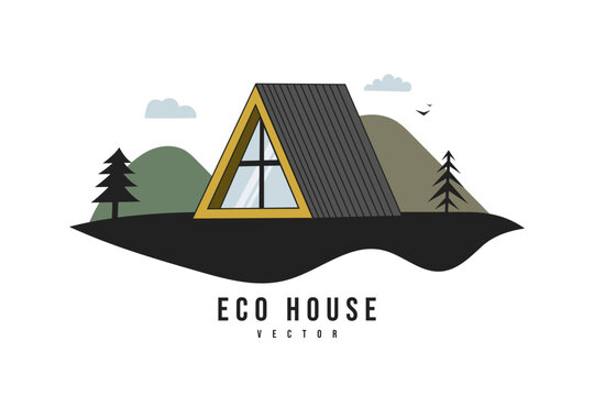A-frame tiny house. Vector illustration in flat style