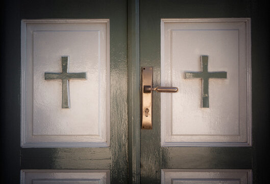Crosses on a door.