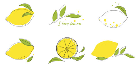 Lemon Sublimation Design.Vector hand drawn lemon.Hand drawn line art.Doodle lemon.Hand drawn lemons vector illustration.Line art lemons vector illustration.Collection set of lemons.
