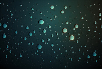 Ai-Generated Render of a Serene Rainy Scene: Glistening Raindrops on a Soft Blue Sky