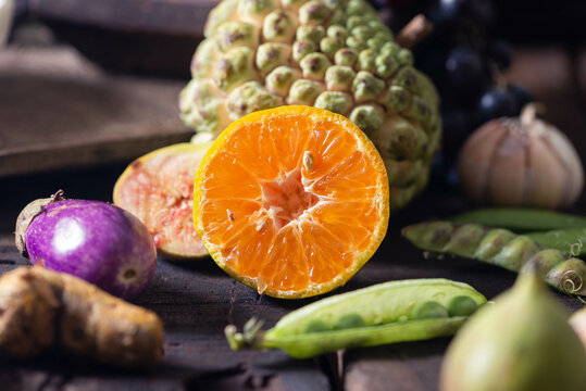 Still life with December seasonal produce