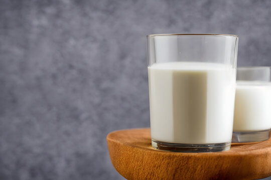 Illustration of a glass of milk, animal protein source, generative ai