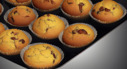 3d rendering illustration of muffins, generative ai