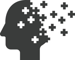 Head mind positive flat icon