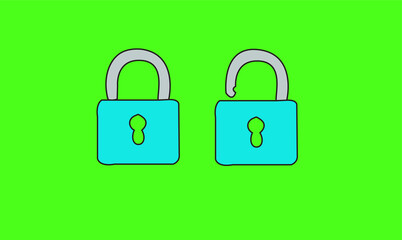 image a padlock with green background