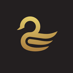 creative swan logo with line art style