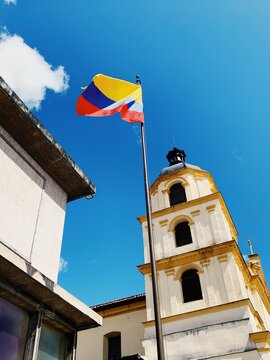 Colorful Colombian Flag in Medellin 